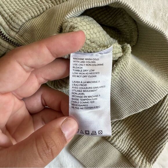 BDG Urban Outfitters Green Waffle Knit Zip Up Sweatshirt Size Small - Picture 7 of 10